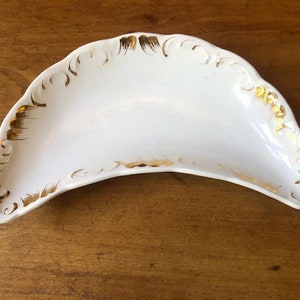 Antique Bone Dish, Semi Porcelain Henry Alcock & Co, Cobridge, England, White with Gold
