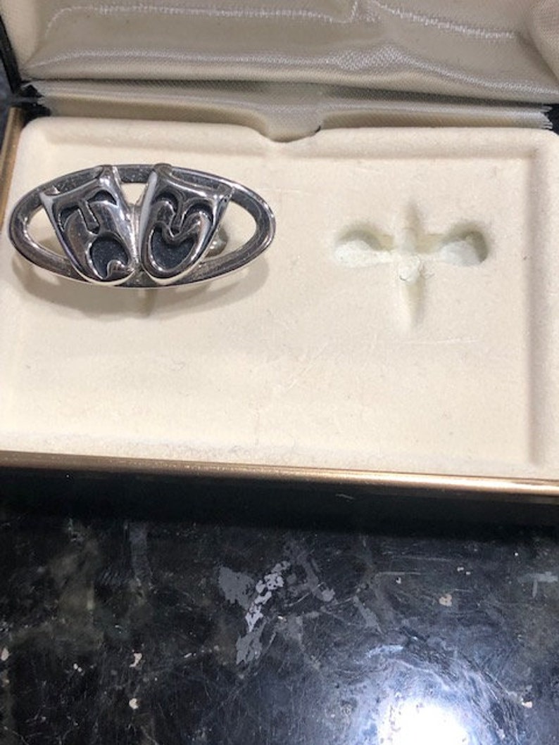 Original Box Vintage Symbol of the Arts Masks Swank Cuff Links in Silver Tone