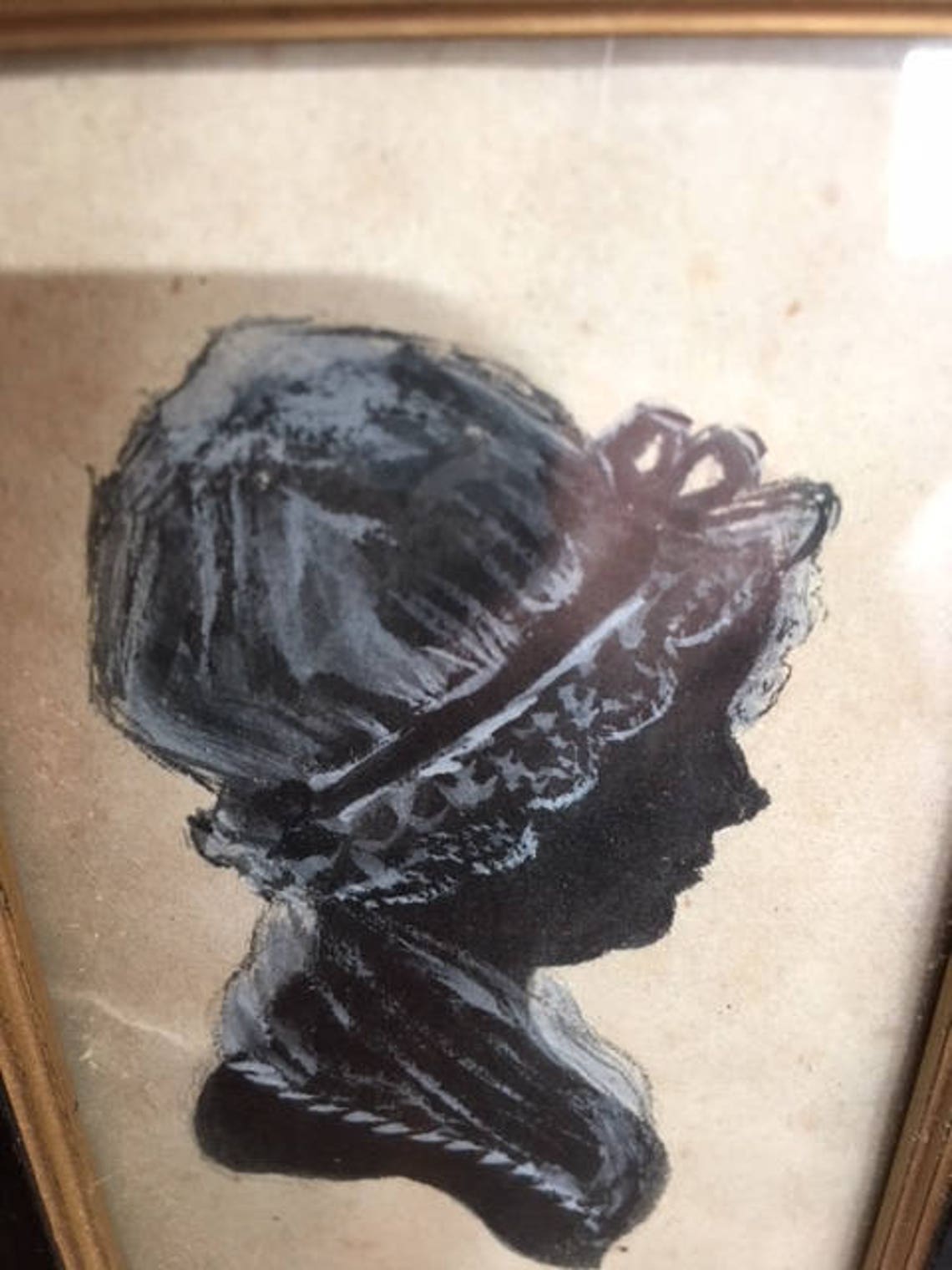 Antique Silhouette Pair, Woman and Man, Woman Painted With White and ...