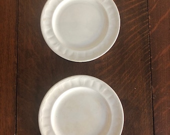 Two Antique White Ironstone Plates, 6.75" in Diameter, J.Edwards, President Shape, Circa 1855