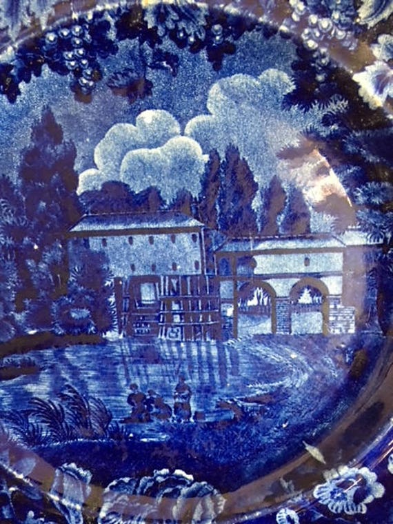 Early Staffordshire Blue Transferware Plate, Joseph Stubbs and