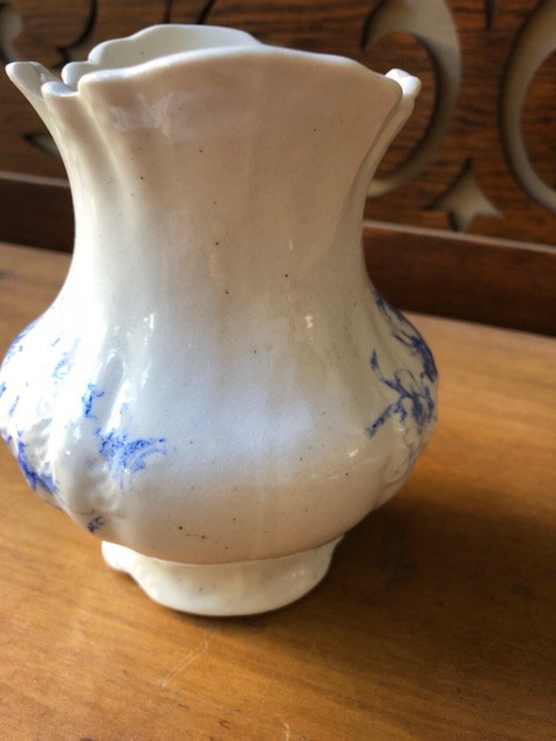 Vintage Toothbrush Holder Vase Blue and White Floral Etsy