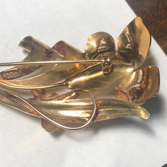 Vintage Carl Art Brooch, 10K Gold with Large and … - image 9