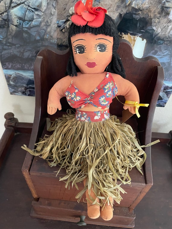 コレクション 1950s vintage  Hula  Doll Vintage Hawaiiana Hula Girl Doll, Cloth Doll With Painted Face and