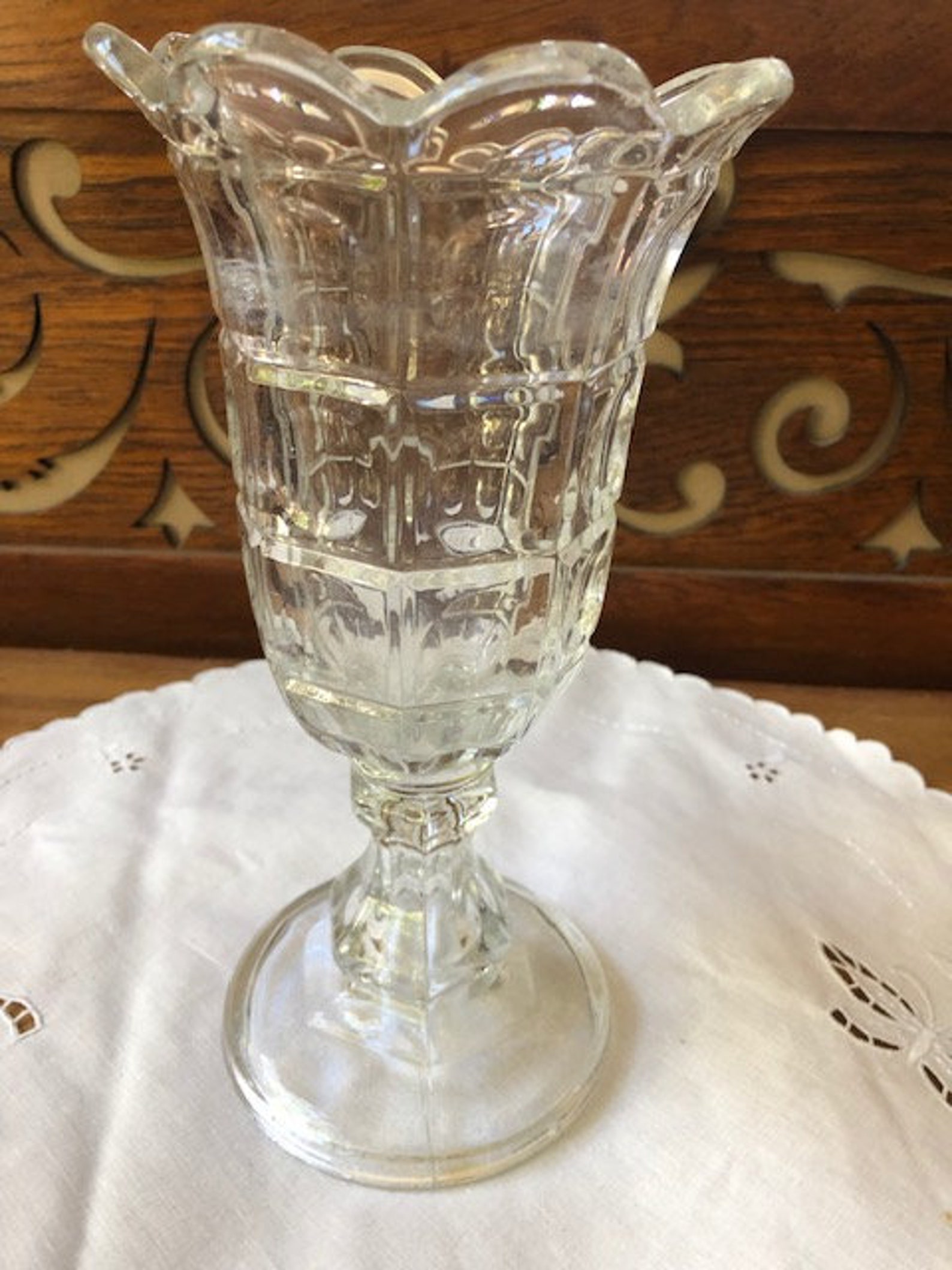 Antique Flint Glass Celery Vase Etsy