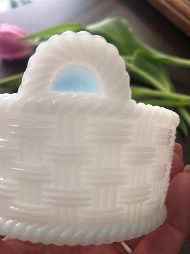 Vintage Covered Milk Glass Basket With Lid Etsy