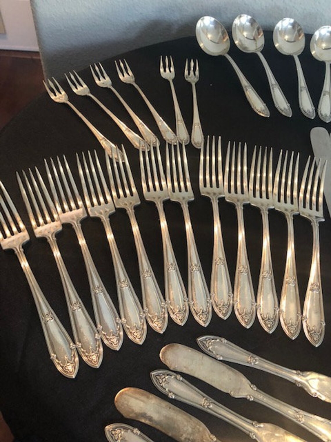 R Wallace Sterling Silver Flatware Set Rheims Pattern Marked Etsy