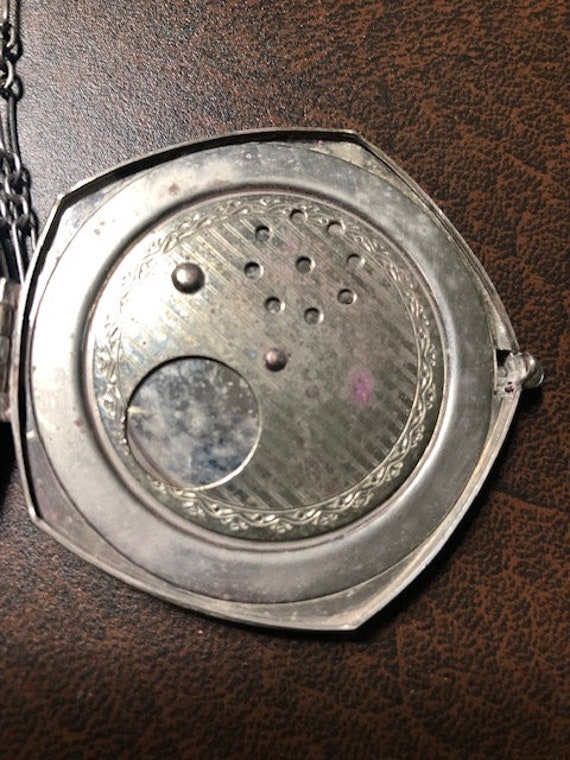 Antique Victorian Silver Tone Wrist Compact, Danc… - image 5