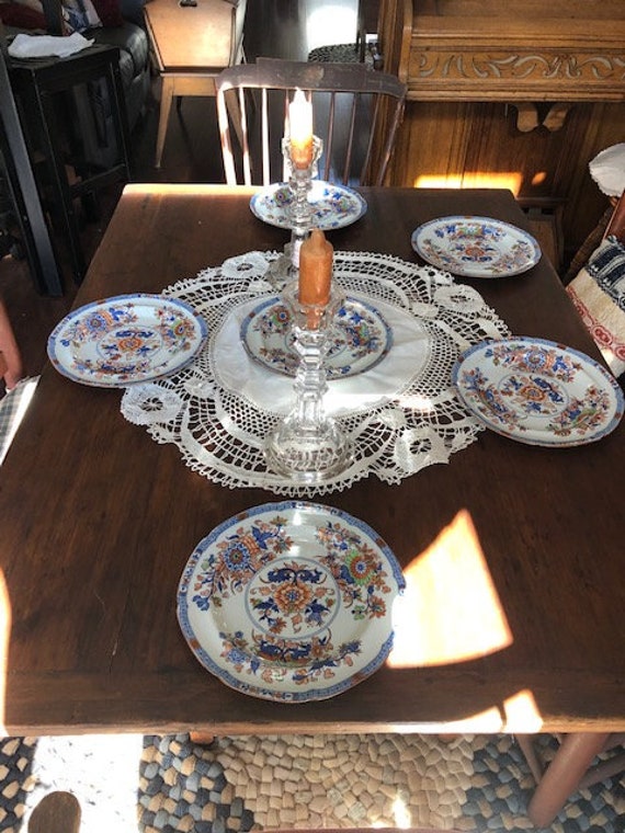 6 Antique Spode Imari Style Soft Paste Porcelain Plates Circa - Imari 6 Piece Dining Room Set 6 Antique Spode Imari Style Soft Paste Porcelain Plates Circa - Imari 6 Piece Dining Room Set