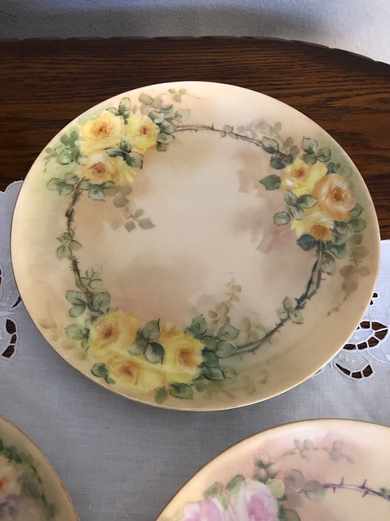 Three Antique Haviland Plates, Made in France With Hand Painted