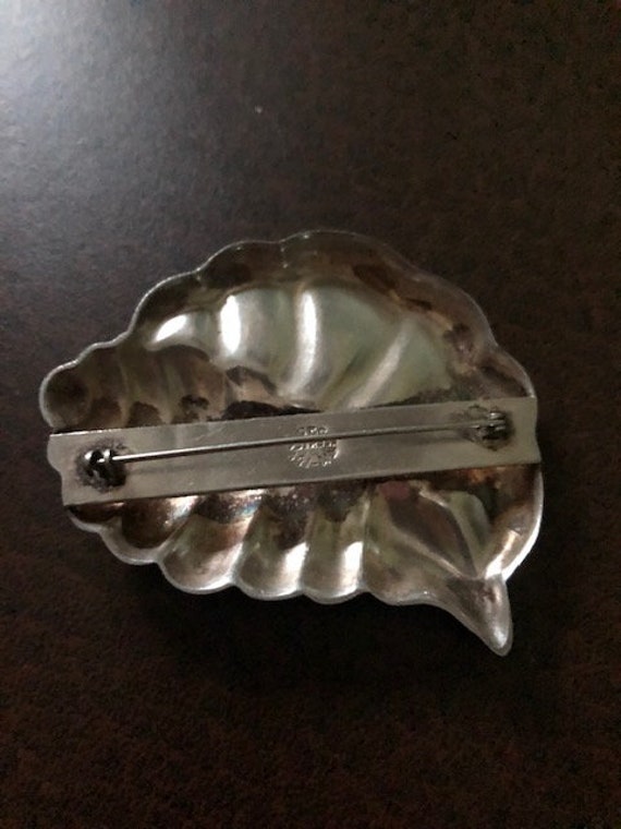 Vintage Sterling Silver Shell Brooch Marked TM-18… - image 3