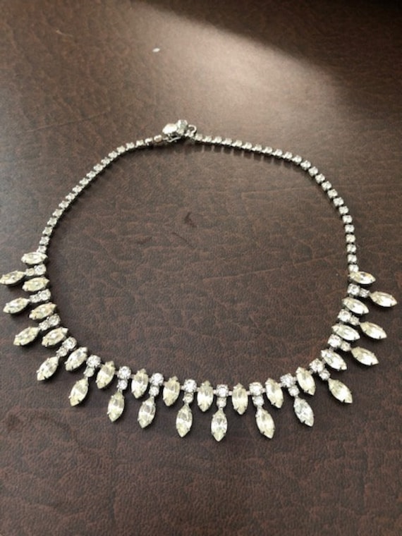 Vintage Hollywood Style 15 Rhinestone Necklace With 107