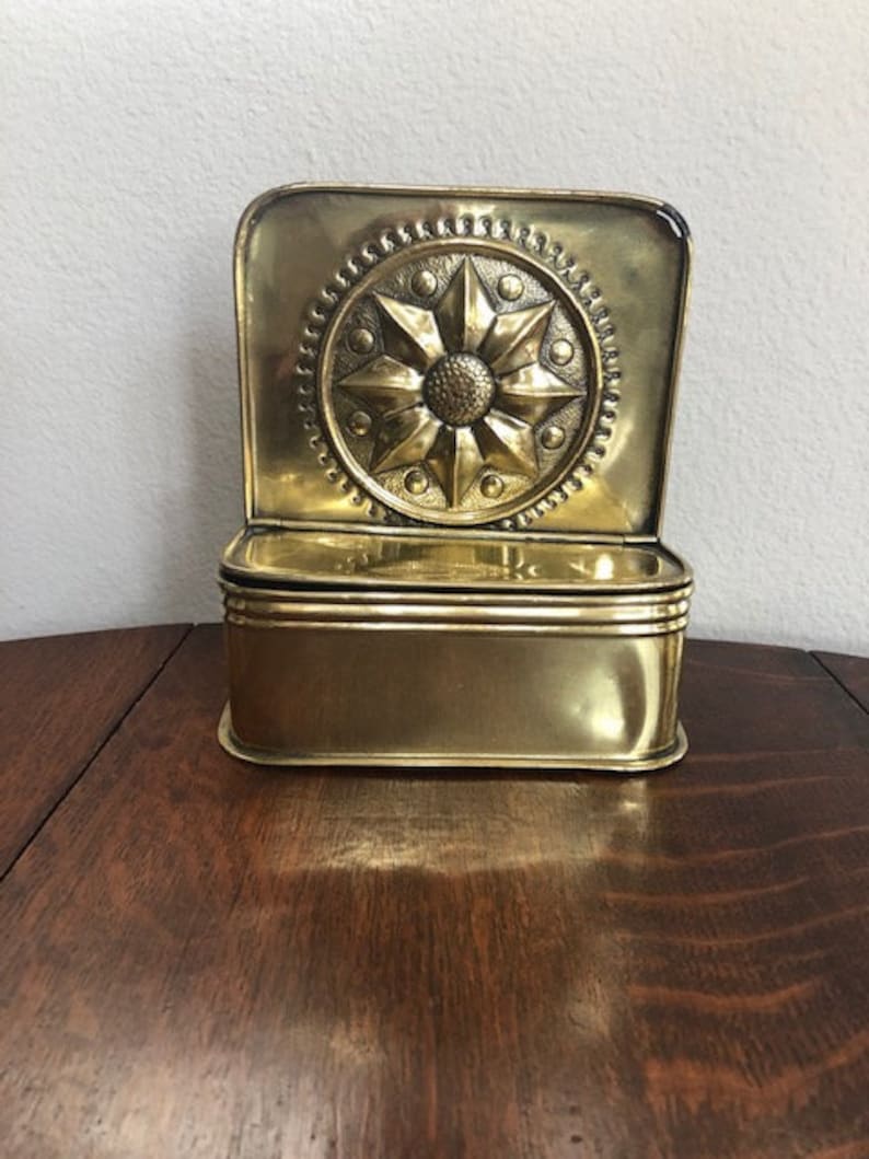 Antique Brass Wall Hanging Match Box Circa 1800 Sun or Etsy