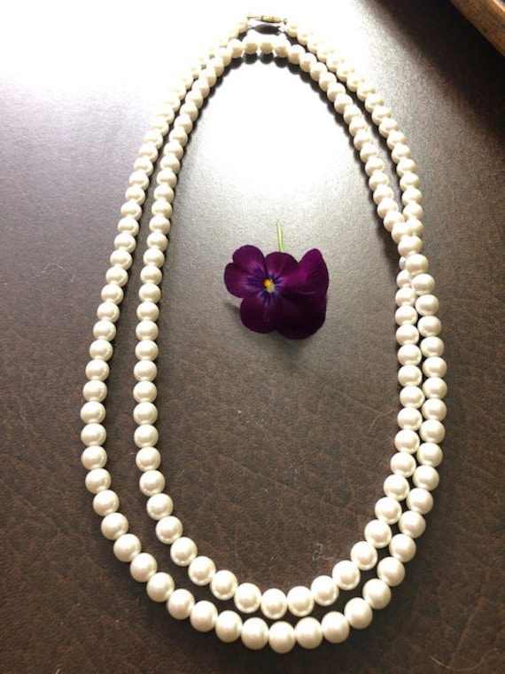 Vintage Strand of Faux Pearls, Long Pearl Necklace