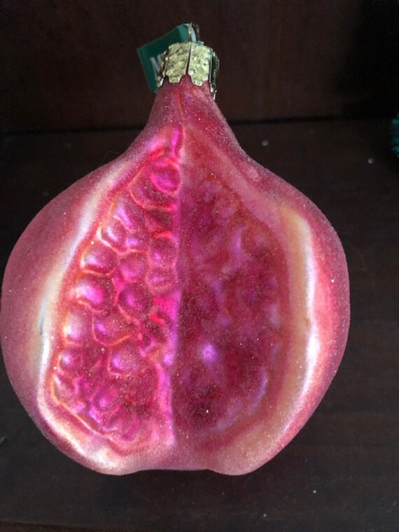 KSD Christborn Marshall Fields Blown Glass Fruit Pomegranate Christmas Ornament
