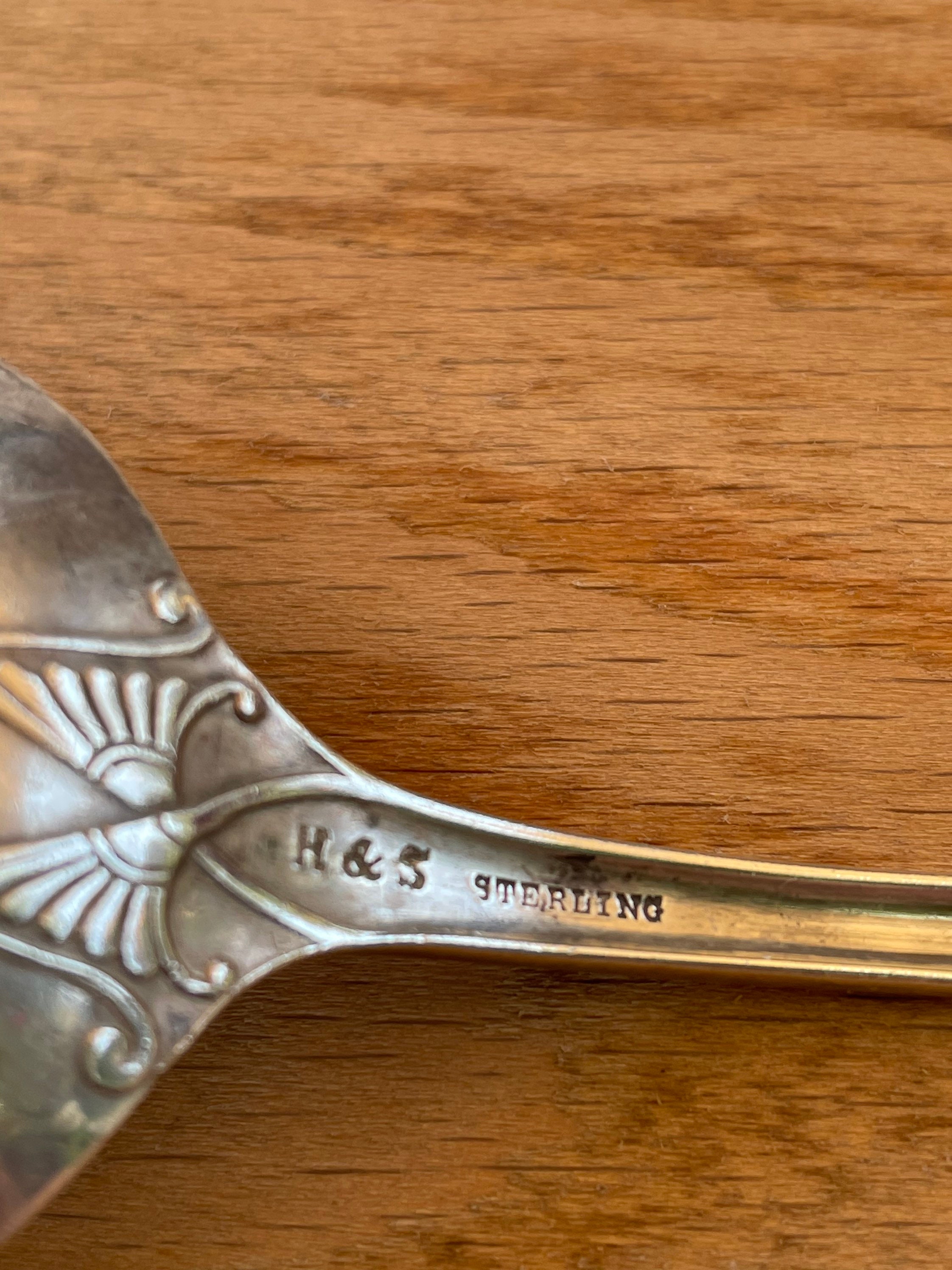 Antique Sterling Silver Tablespoon/serving Spoon Marked H & S Etsy