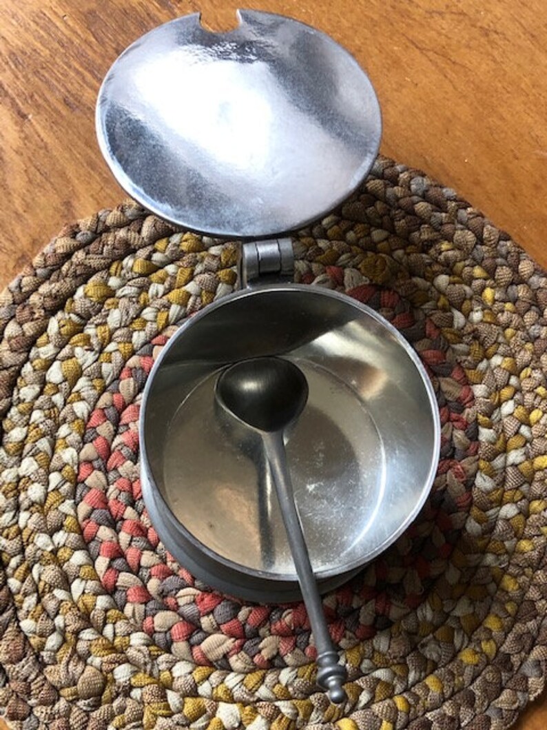 Vintage Pewter Mustard Pot and Spoon John Somers Brazil Etsy