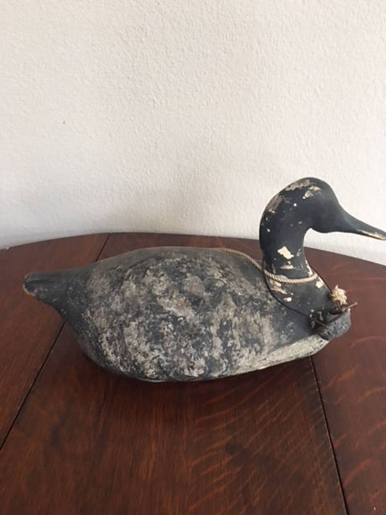 Antique Wood Duck Decoy With Lead Weight and Rope. Red Etsy