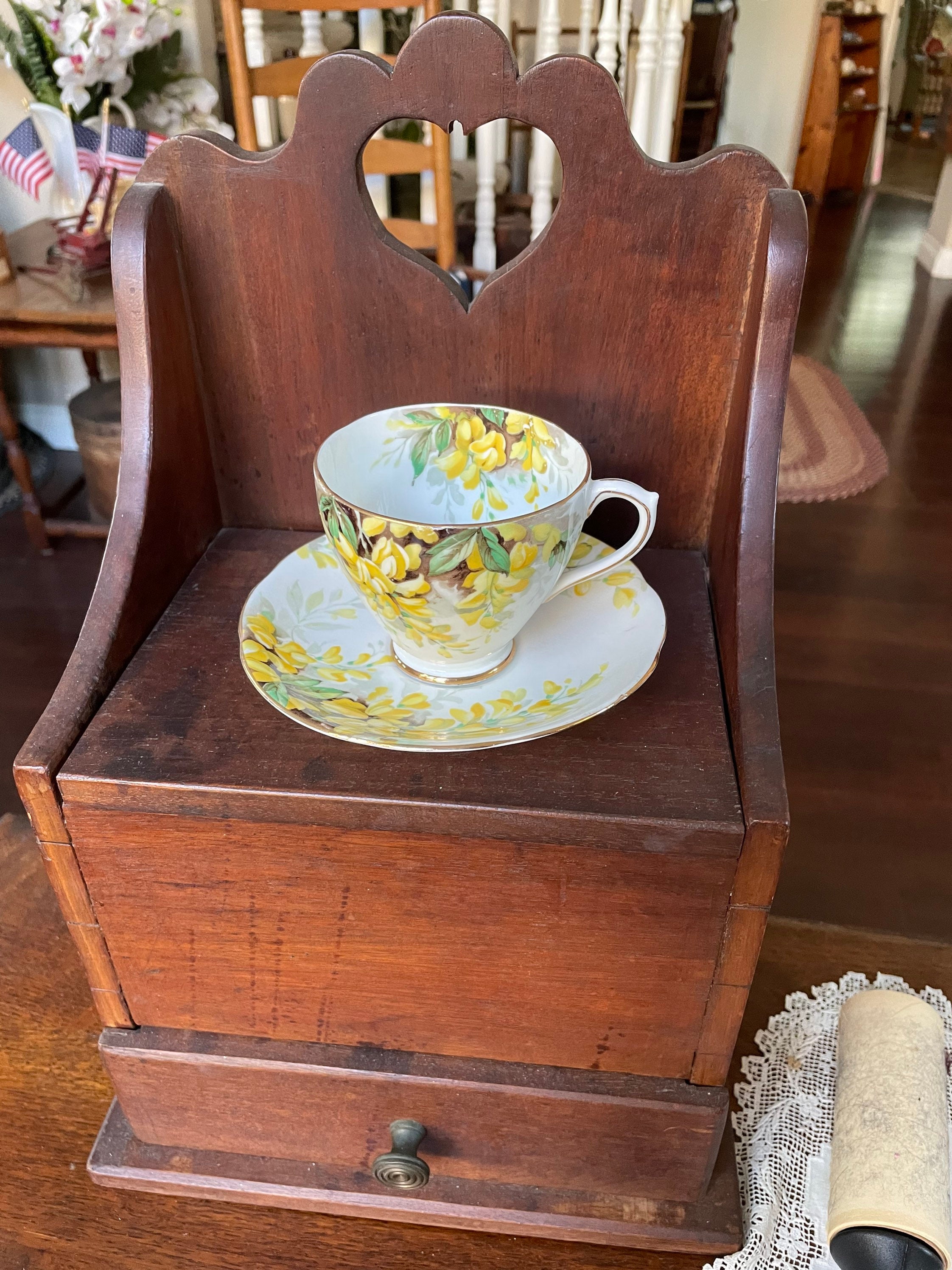 Vintage Laburnum Royal Standard Bone China Cup and Saucer, Made in England, Circa 1940's