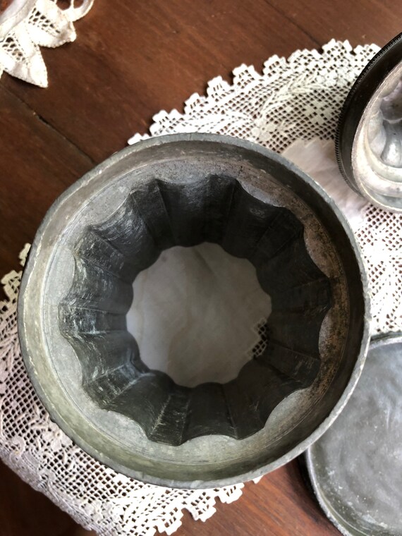 Antique Pewter Pint Ice Cream Mold, 3 Piece Pewter Mold Marked 1