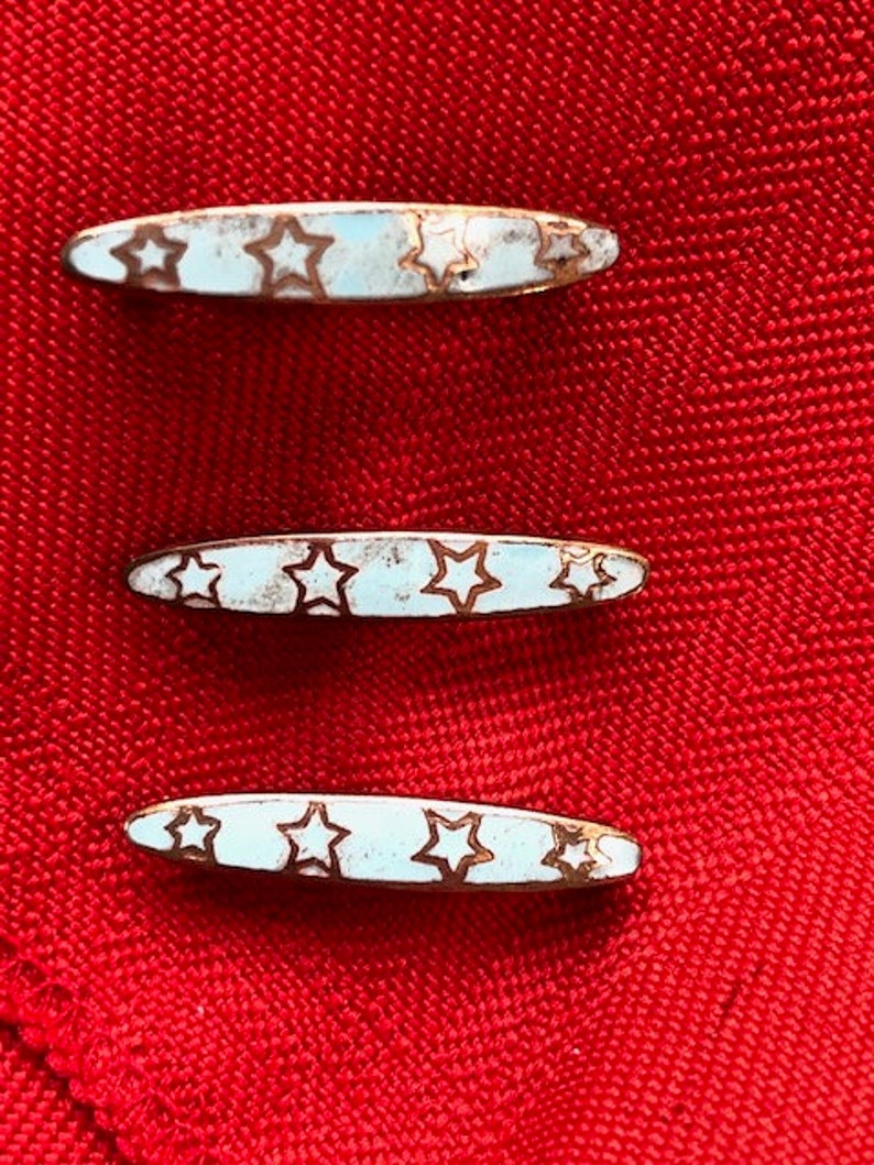 Stars with Blue Enamel Three Antique Lingerie Pins Baby Pins