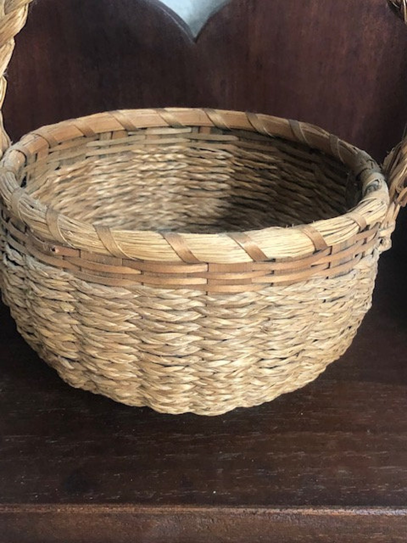 Vintage Handmade Native American Sweet Grass Basket With Etsy