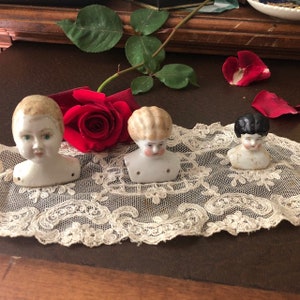 Three  Vintage Victorian Bisque/Porcelain Doll Heads