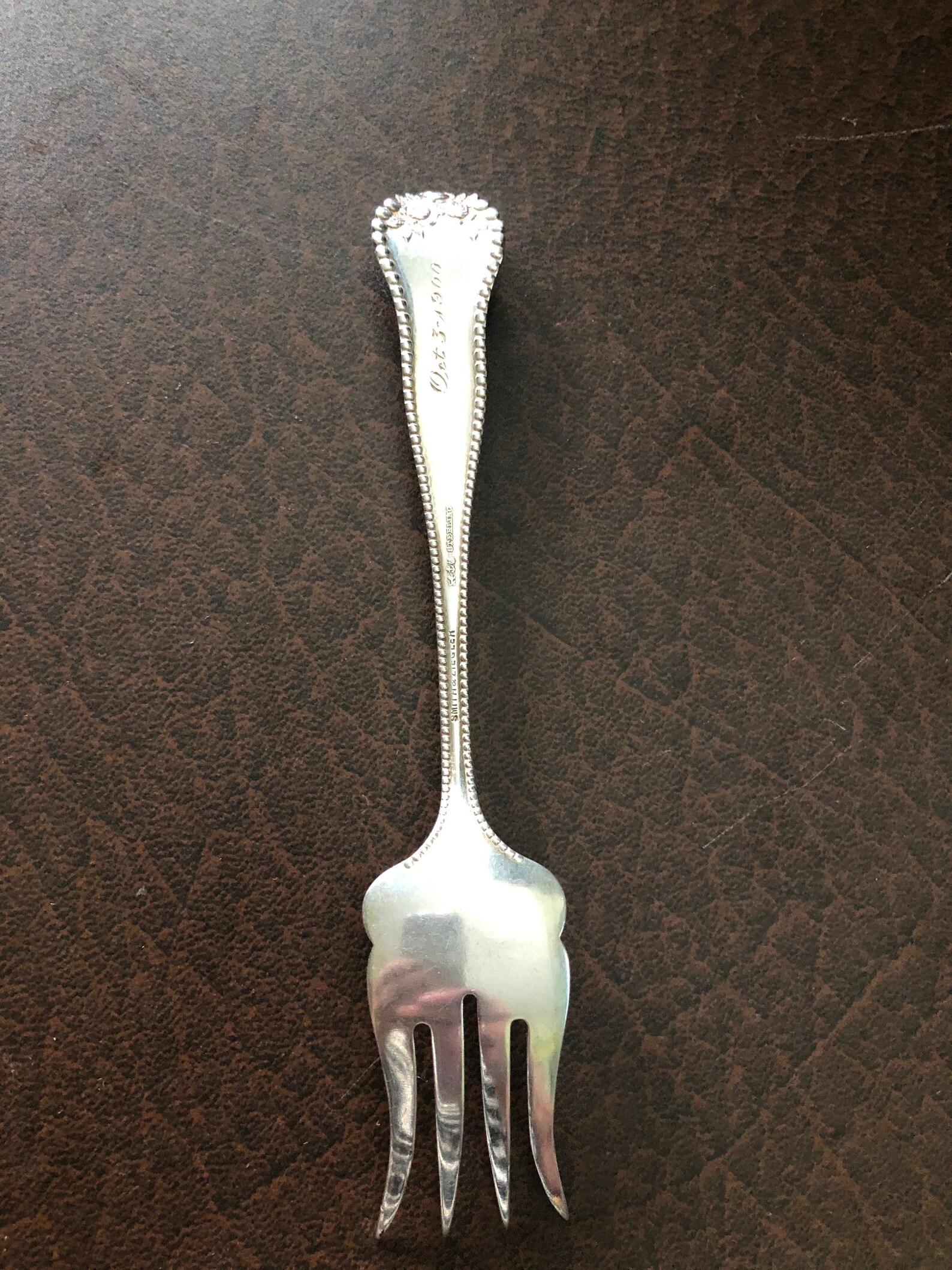 Antique Sterling Silver Meat Fork Inscribed Oct 31900 Etsy