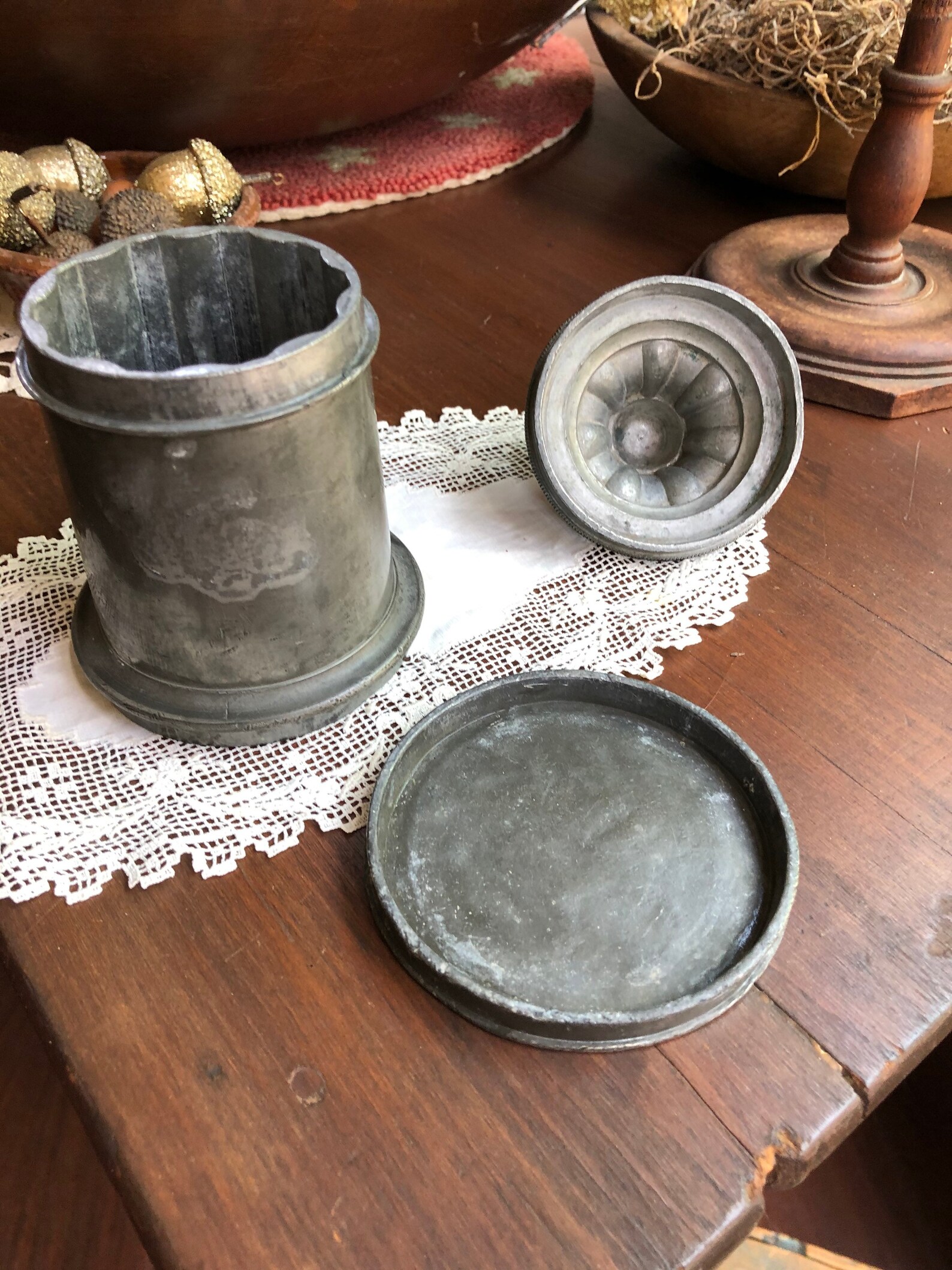 Antique Pewter Pint Ice Cream Mold 3 Piece Pewter Mold Marked Etsy