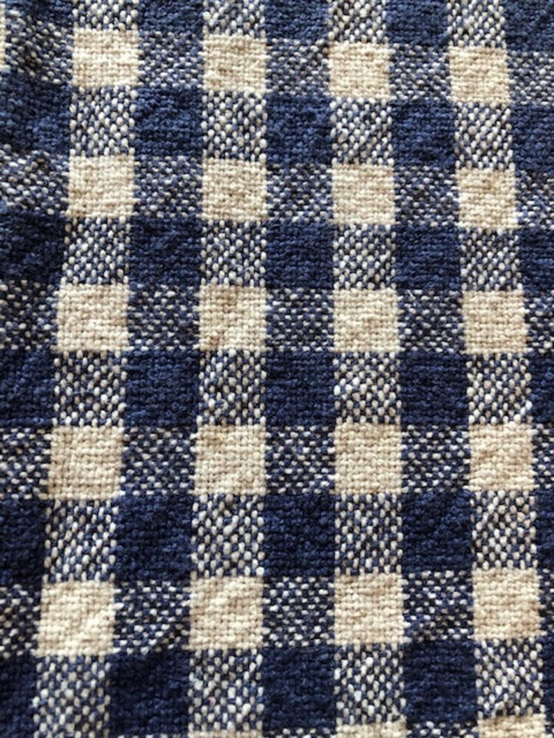 Vintage Blue and White Check Table Runner 39 Long X Etsy