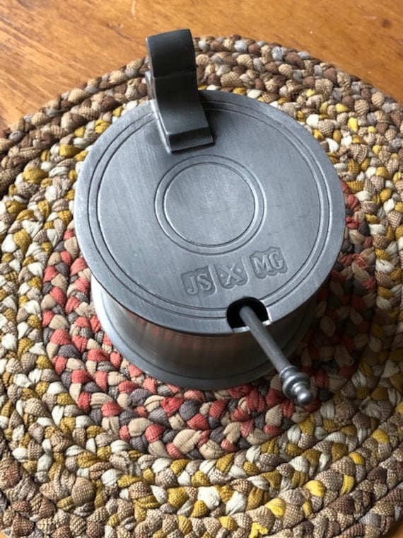 世界の名品　john somers　ピューター調味料入れ　ペッパーシェイカー Vintage Pewter Mustard Pot and Spoon, John Somers, Brazil, Marked