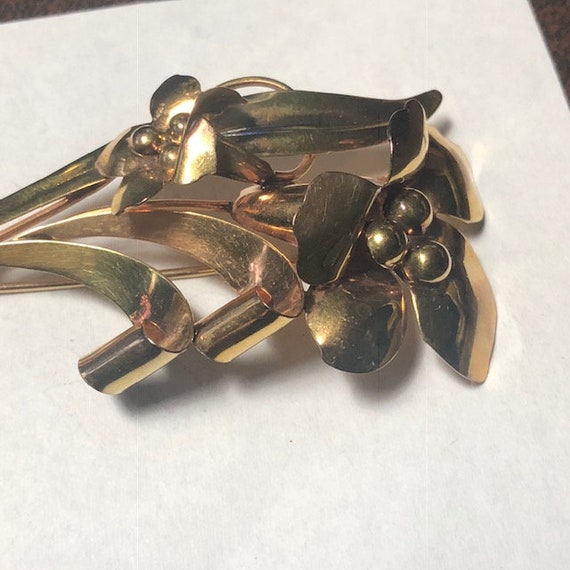 Vintage Carl Art Brooch, 10K Gold with Large and … - image 10