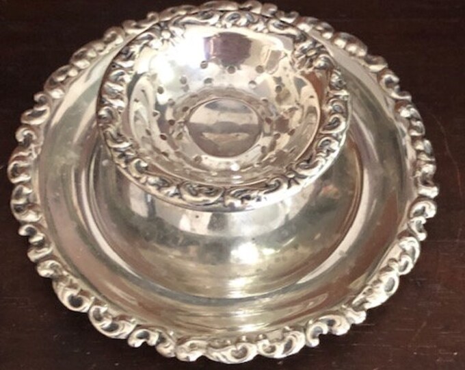 Antique/vintage Sterling Silver Tea Bag Holder, Tea Strainer, Marked