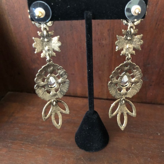 Vintage Dangling Rhinestone Earrings, Vintage Pie… - image 4