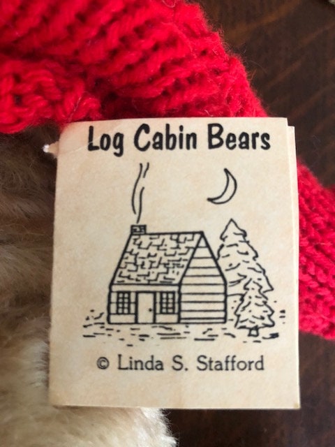 Muggins the Bear, Teddy Bear by Linda S. Stafford, Log Cabin Muggins the Bear, Teddy Bear by Linda S. Stafford, Log Cabin