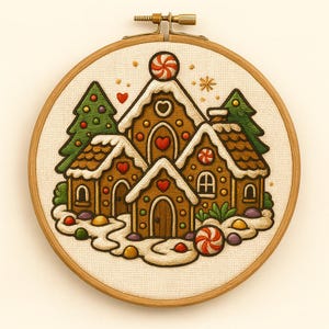 Gingerbread House Cross Stitch Pattern | Christmas Candy Cottage Digital Download | Holiday Winter PDF