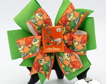 Green Eggs and Ham Hair Bow: Handmade Dr. Seuss Book Center