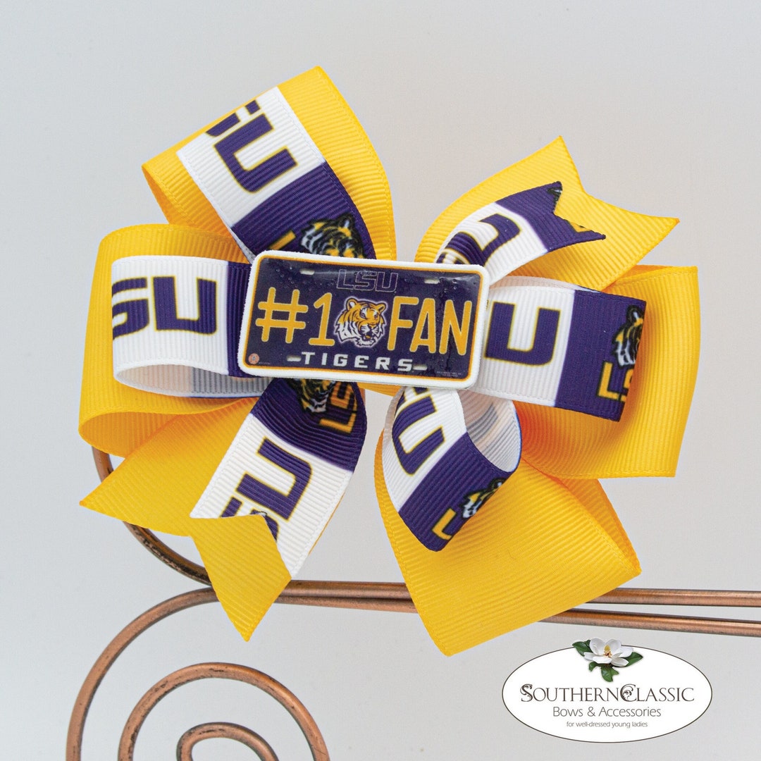 LSU Inspired Game Day Hair Bow Handmade Epoxy Resin LSU Fan Etsy