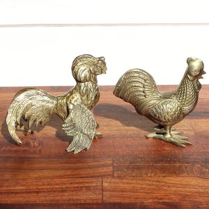 PICK A CHICKEN | vintage fighting rooster, relaxed rooster, brass figurine