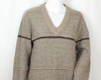 VINTAGE COLLEGIATE SWEATER | 90s, wool blend, hipster, grandpa, oversized, v neck