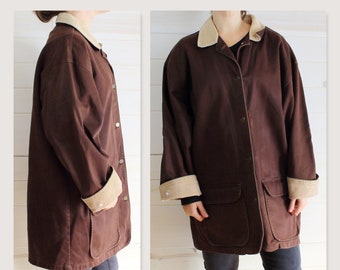 VINTAGE CHORE JACKET | denim coat, brown, corduroy, oversized, vintage