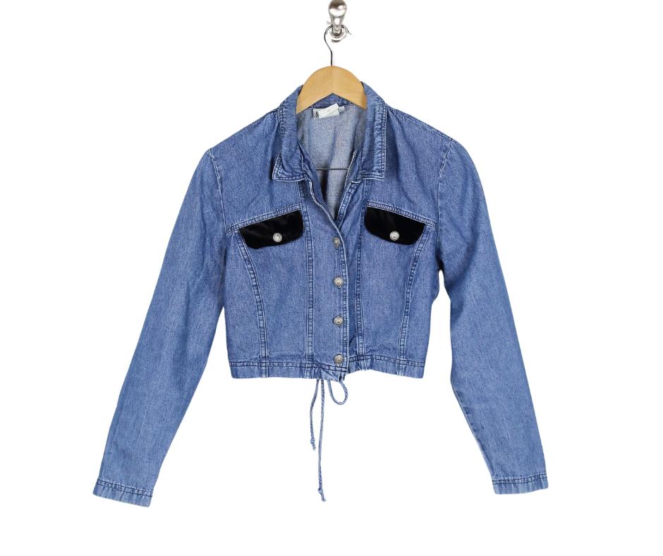 CROPPED DENIM JACKET Lightweight, Velvet Trip, 90s - Etsy