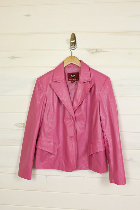 VEGAN LEATHER JACKET | pink, blazer, 90s, Y2K, bar