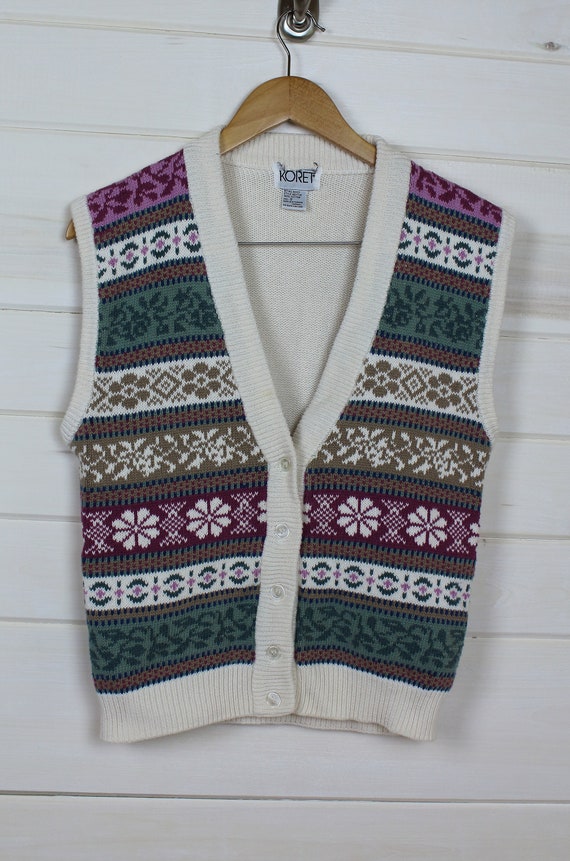 FLORAL KNIT SWEATER Vest | vintage, cotton, small… - image 4