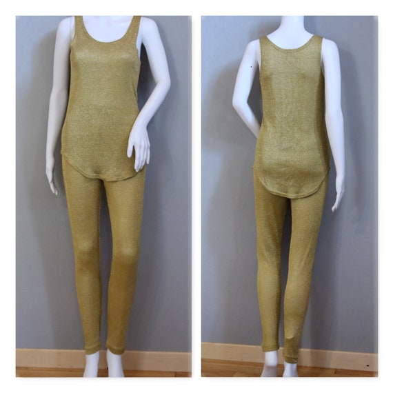 VINTAGE GOLD LUREX Jumpsuit 2 piece Co-ord outfit