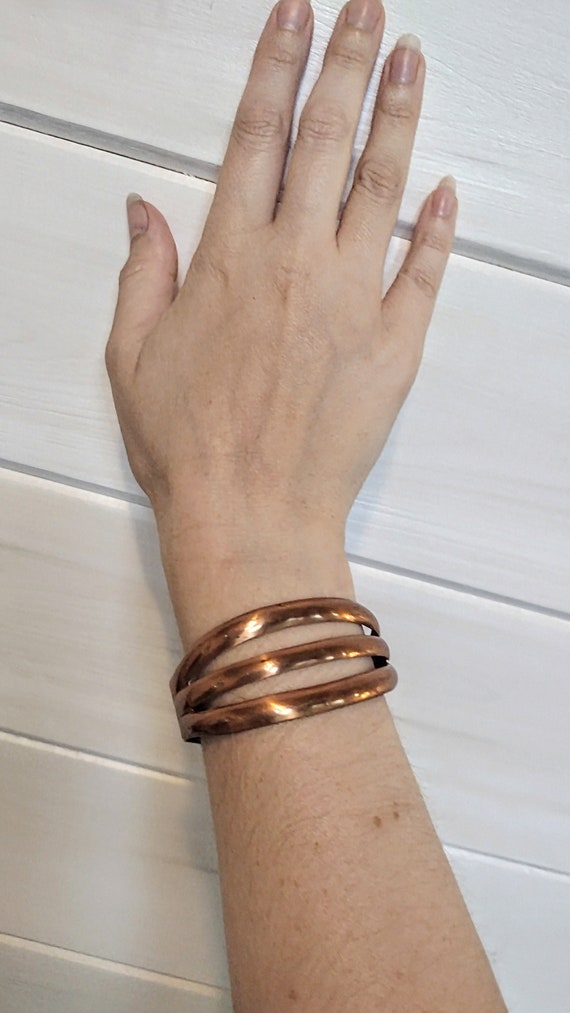 VINTAGE SOLID COPPER Bangle 3 strand - image 3