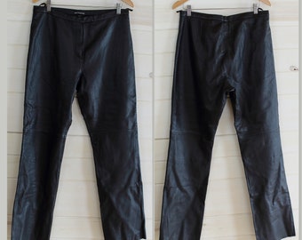BLACK LEATHER PANTS | waist 33-34 inches| 90s, new with tags, Y4K