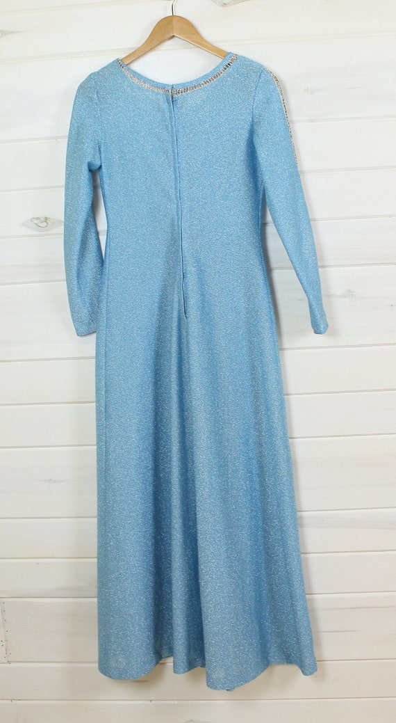 BLUE METALLIC DRESS | lame, long sleeve, starburs… - image 8