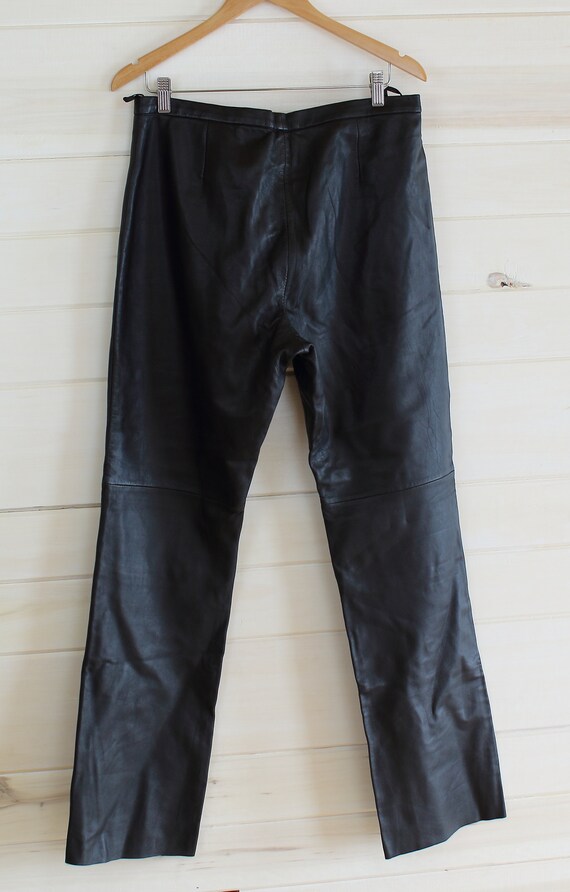 BLACK LEATHER PANTS | waist 33-34 inches| 90s, ne… - image 4