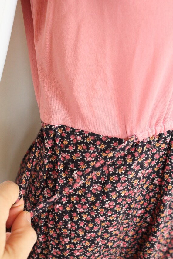 60's-70's FLORAL DRESS | pink, black - image 6